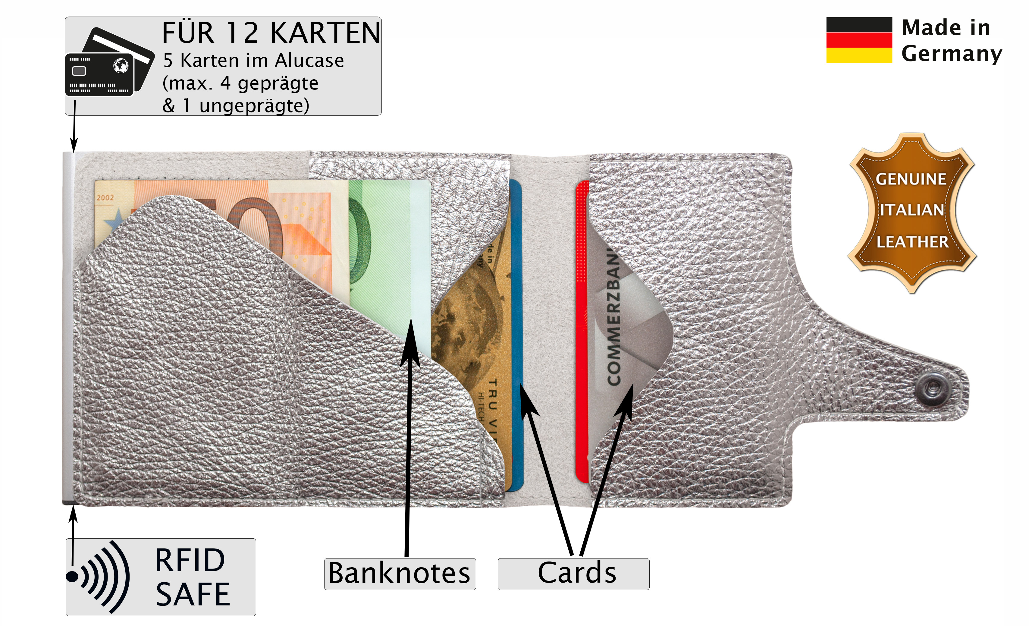 Tru Virtu Click & Slide Wallet Silver Metallic/Silver