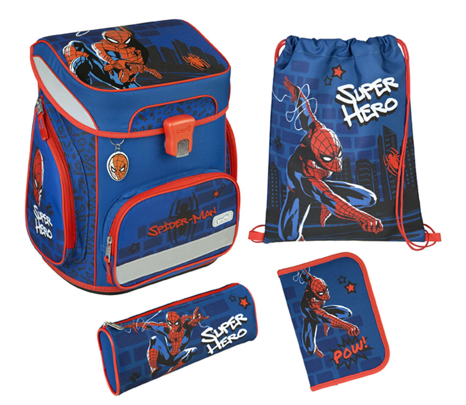 Scooli EasyFit Schulranzen, 5-teiliges Set Spider-Man