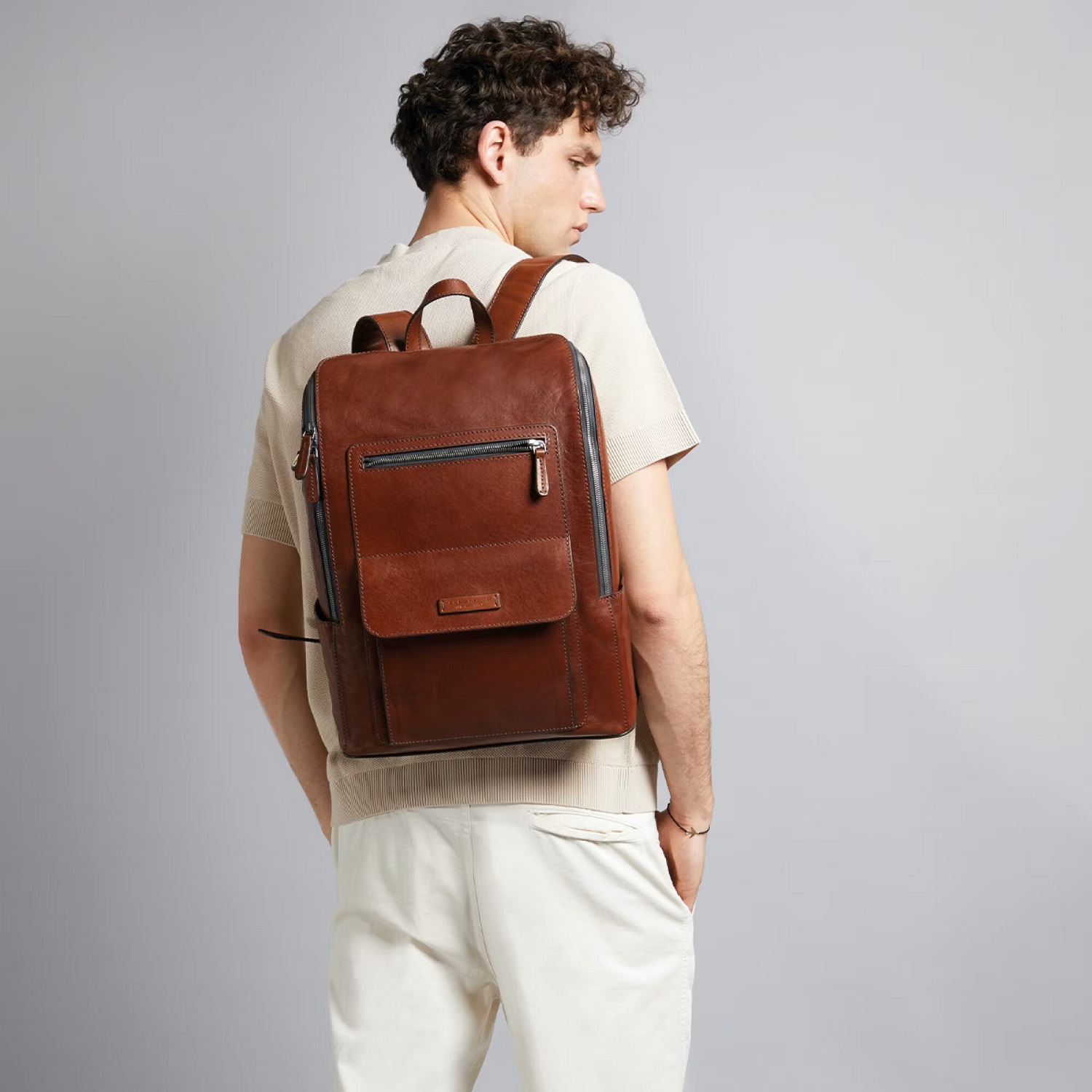 The Bridge Alberto Leder-Rucksack 44cm Schwarz/Ruthenium