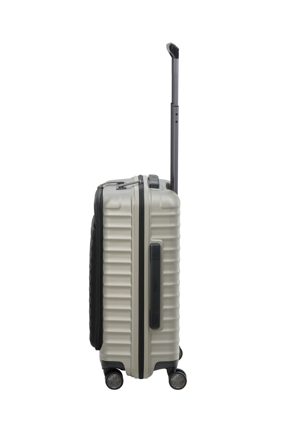 TITAN Litron 4-Rollen Trolley S mit Vortasche + Gratis Hotelgutschein Champagner