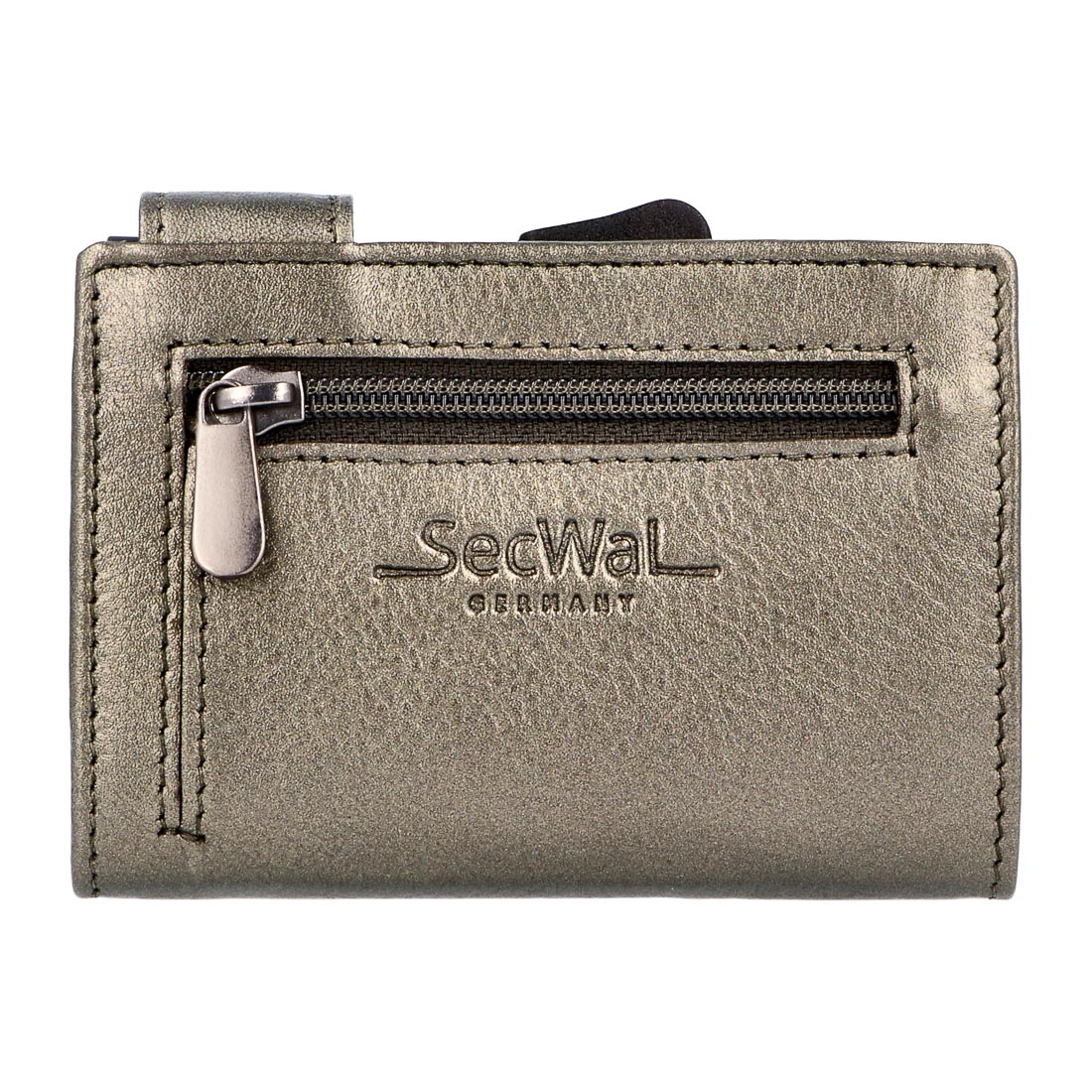 SecWal Metallic Kartenetui mit Münzfach Reißverschluss Metallic grau SecWal Metallic Kartenetui mit Münzfach Reißverschluss Metallic grau