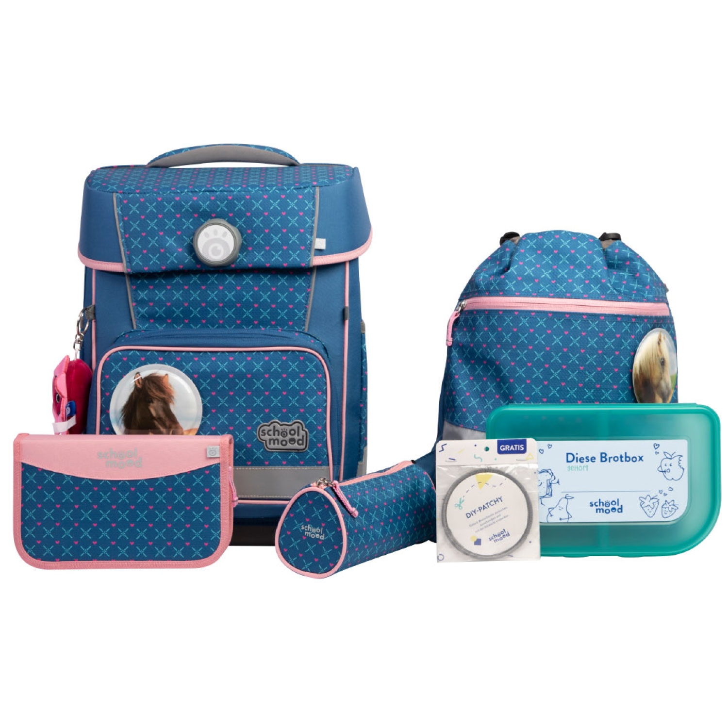 School-Mood Champion Pro 7-tlg. Schulranzenset Mila (Pferd)