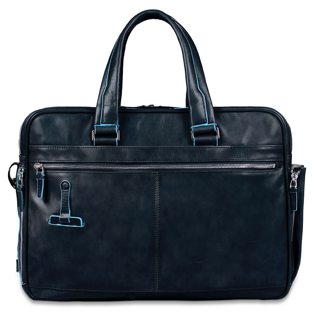 Piquadro Blue Square Erweiterbare Kurzgriff-Laptoptasche 15" mit iPad-Fach Mahagoni