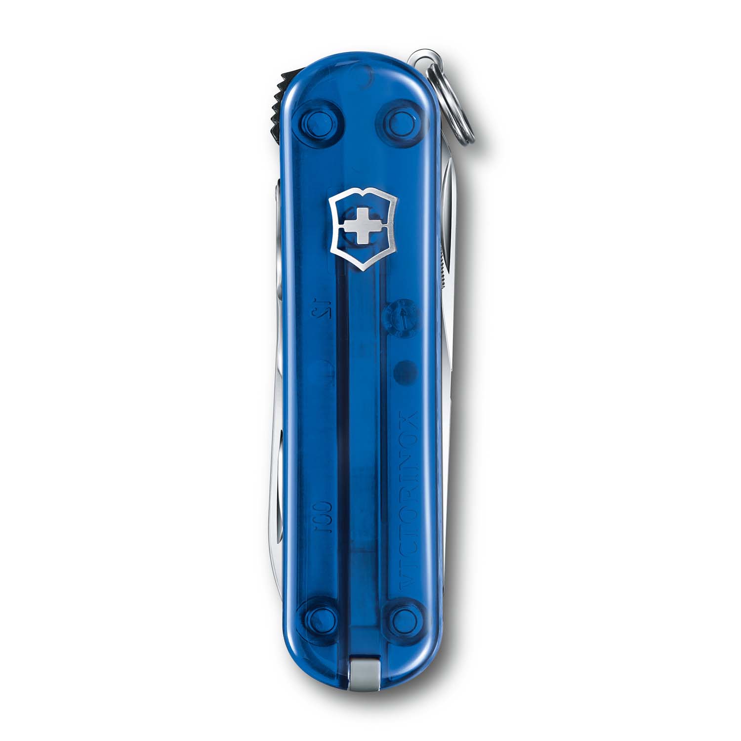 Victorinox Nail Clip 580, 8 Funktionen, Kleines Taschenmesser Blau Transparent