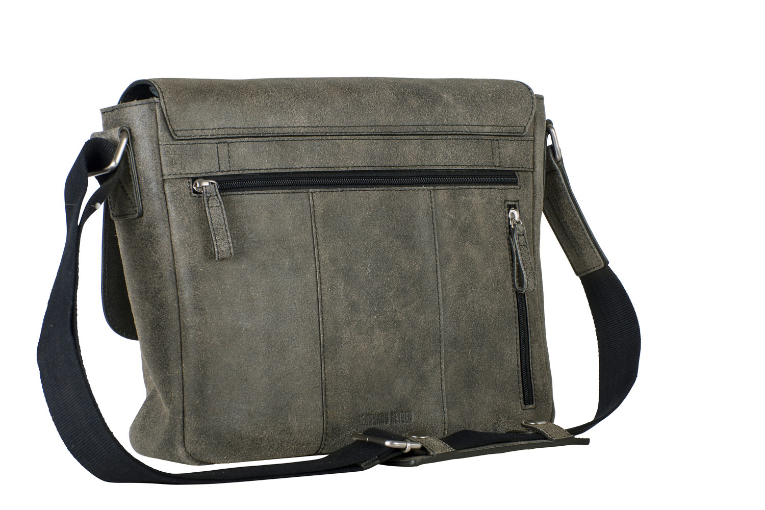 Leonhard Heyden Boston Leder-Umhängetasche M 5227 mit Tabletfach grau/braun