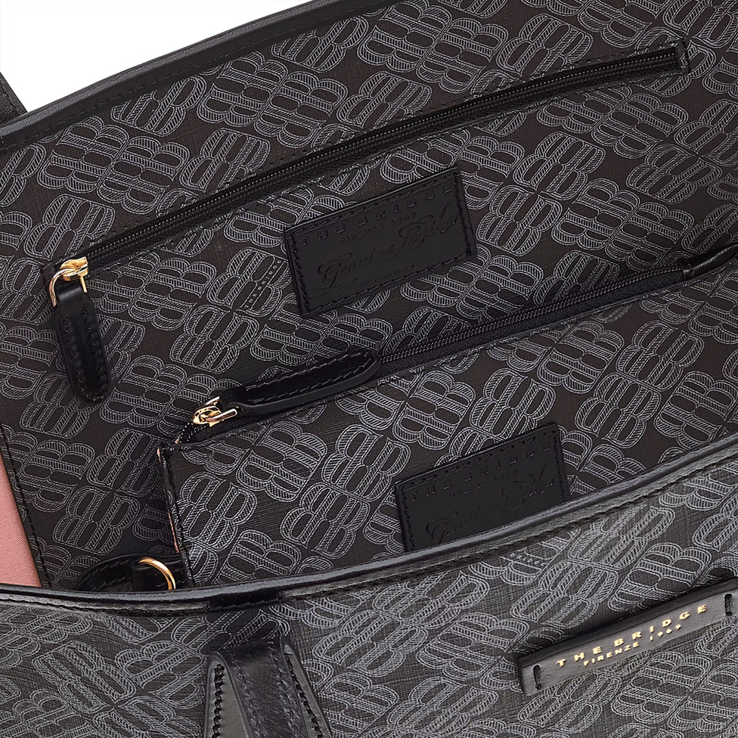 The Bridge Anna Leder-Shopper 32cm Schwarz/Gold The Bridge Anna Leder-Shopper 32cm Schwarz/Gold