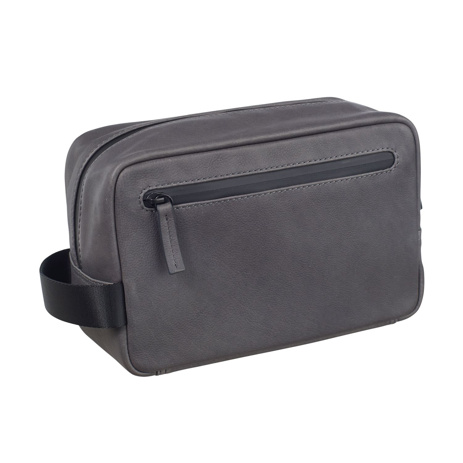 Leonhard Heyden Den Haag Leder-Kulturbeutel Grau