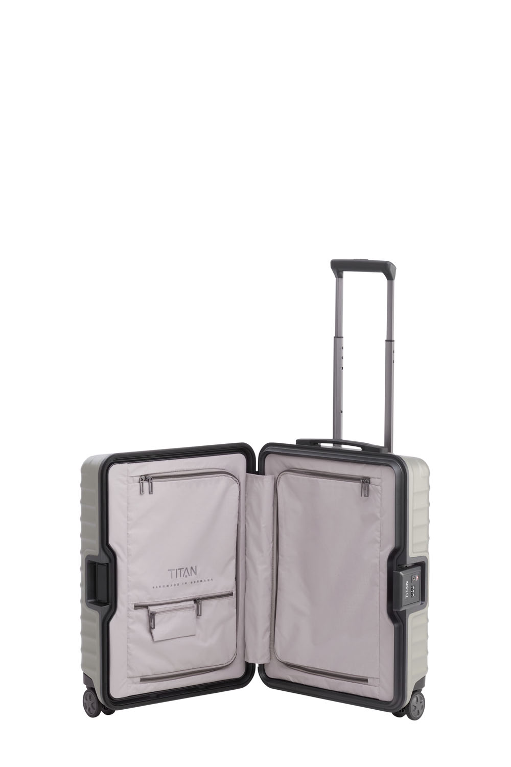 TITAN Litron Frame 4-Rollen Kabinentrolley 55 cm + Gratis Hotelgutschein Champagner TITAN Litron Frame 4-Rollen Kabinentrolley 55 cm + Gratis Hotelgutschein Champagner