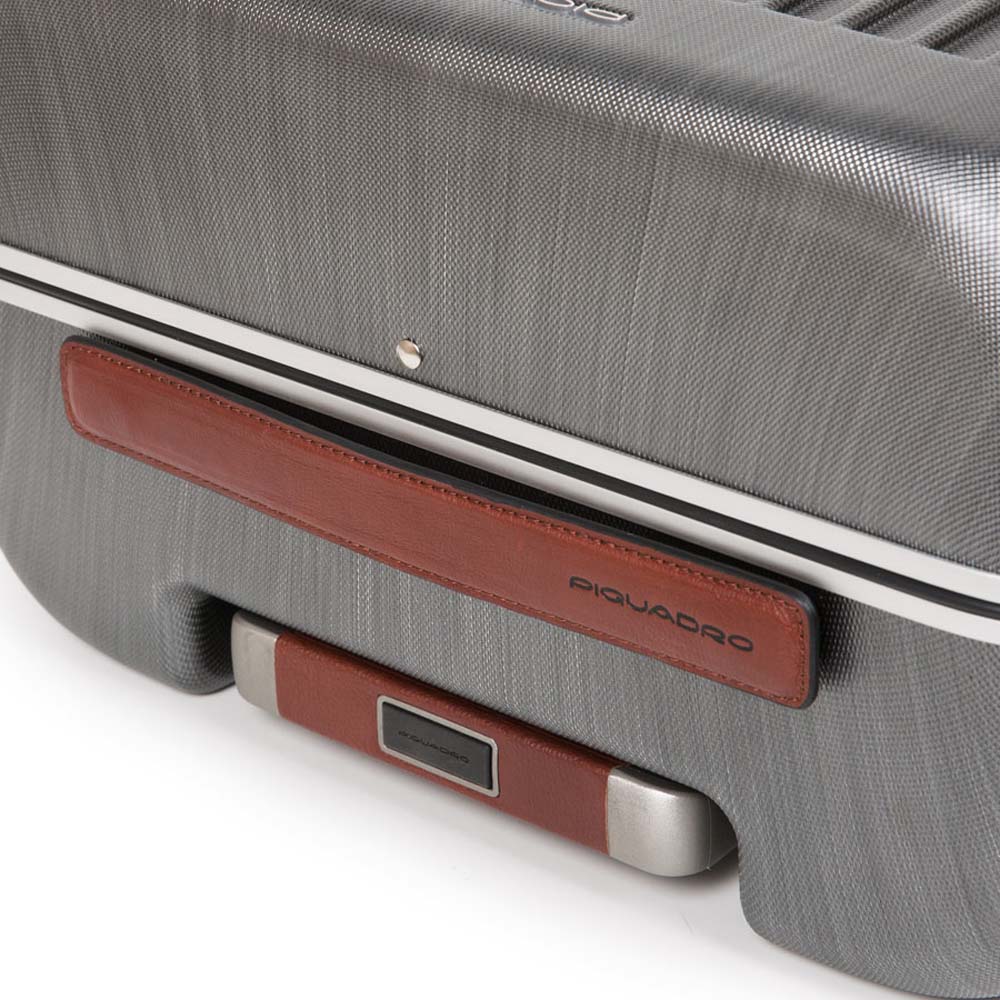 Piquadro Relyght Plus Trunk Hartschalentrolley mit 4 Rollen Schwarz/Leder