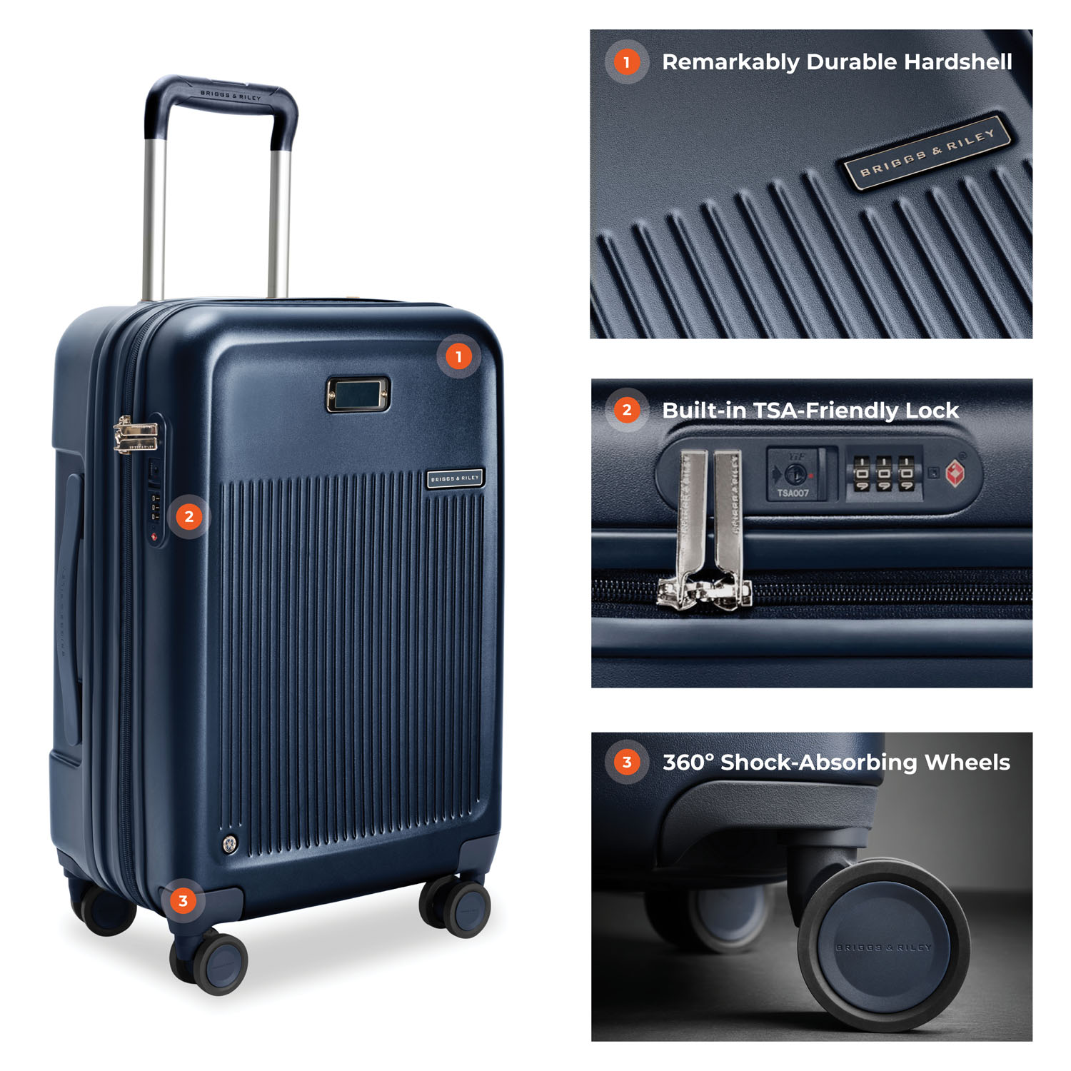 Briggs & Riley Sympatico 3.0 Essential 56cm Carry-On Expandable Spinner Navy Briggs & Riley Sympatico 3.0 Essential 56cm Carry-On Expandable Spinner Navy