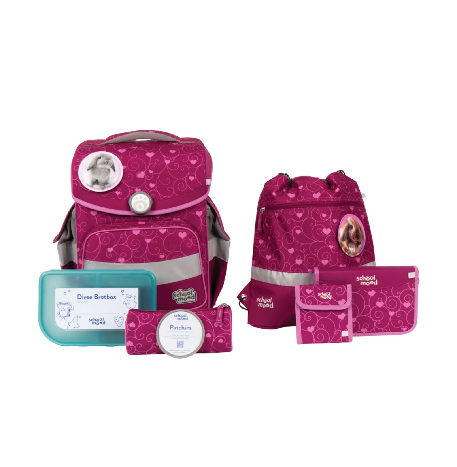 School-Mood Timeless Schulranzenset 7-teilige Hannah (Hase)