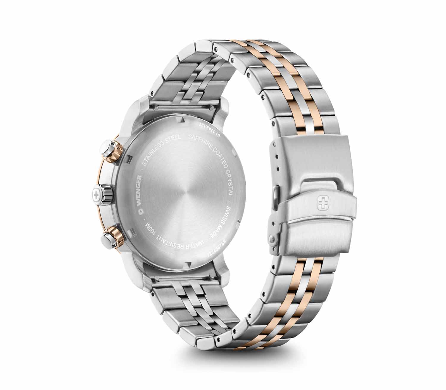 Wenger Urban Classic Chrono 42mm Herrenuhr 2-Tone weiss/silber/roségold