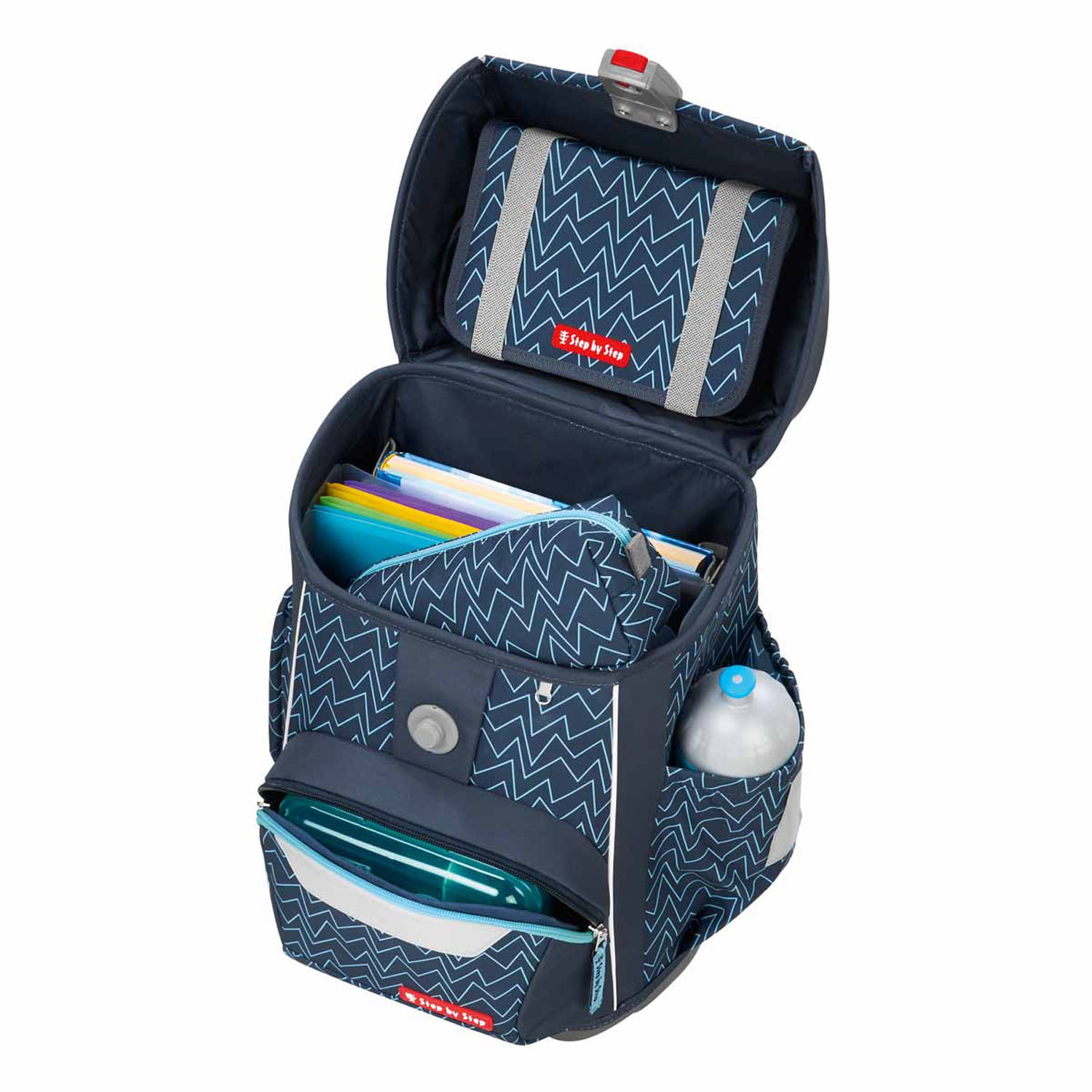 Step by Step BASIS Schulranzen 4-teiliges Set Blue Lines