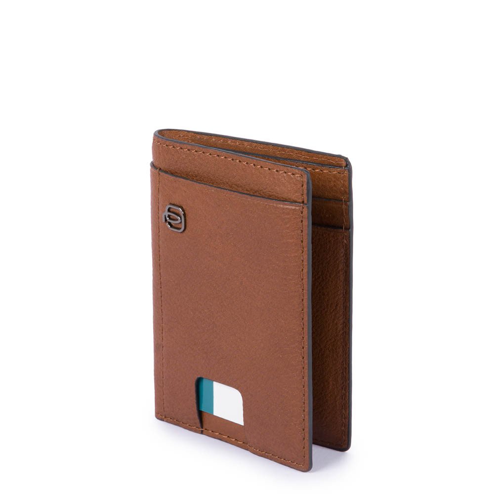 Piquadro Black Square Kreditkartenetui mit RFID-Blocker cuoio tabacco