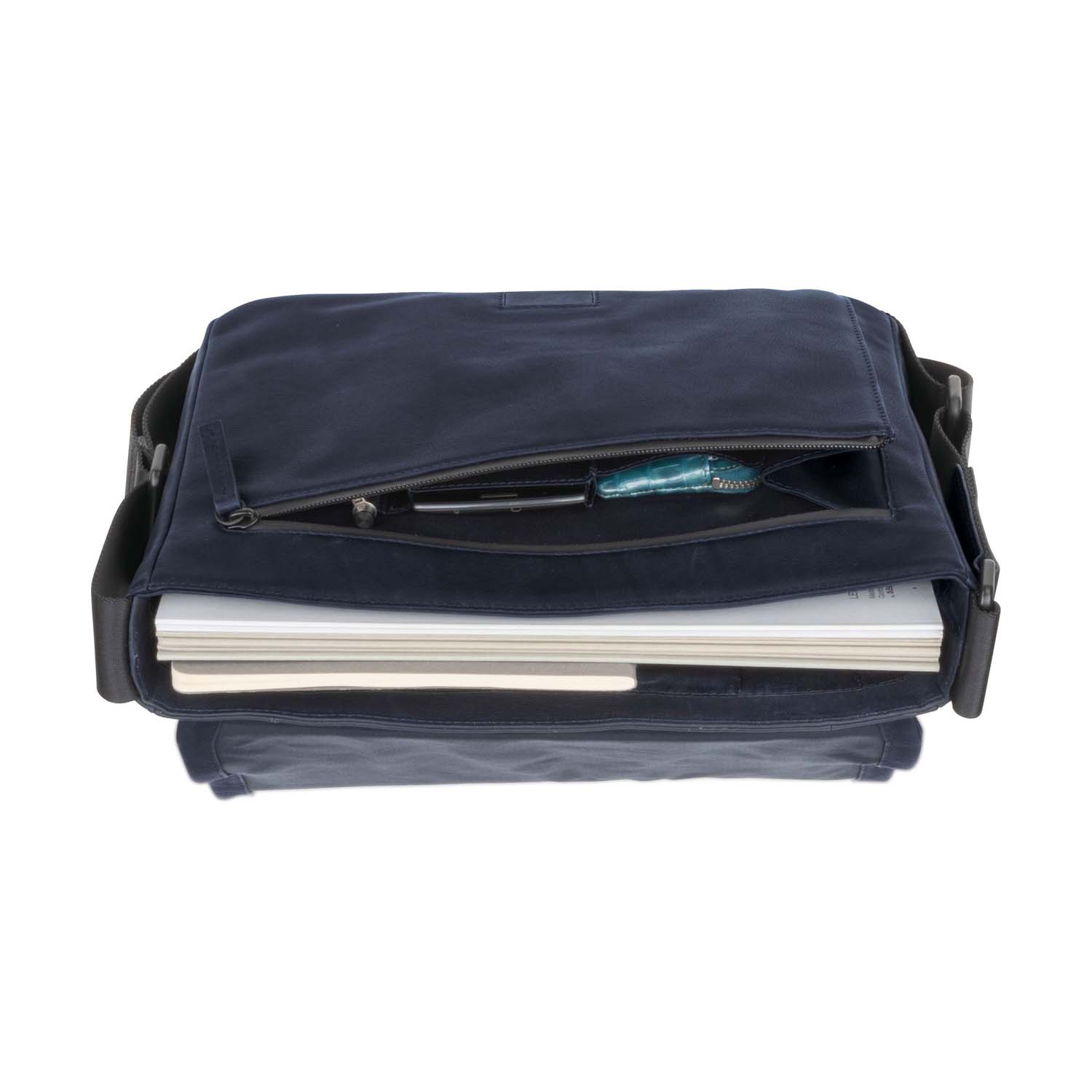 Leonhard Heyden Den Haag Leder-Umhängetasche M Blau Leonhard Heyden Den Haag Leder-Umhängetasche M Blau