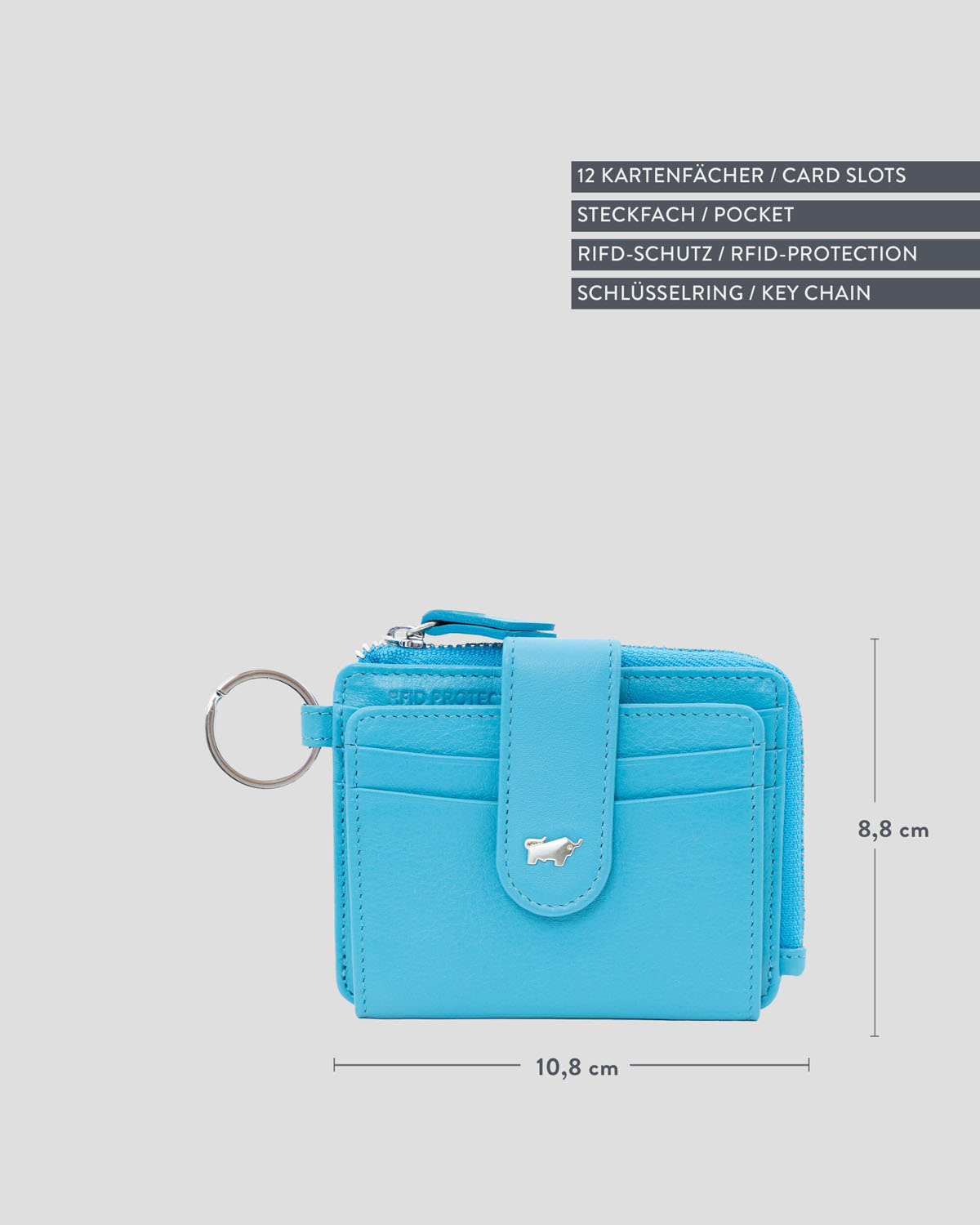 Braun Büffel JOY RFID Kartenbörse mit Schlüsselring 8CS türkis Braun Büffel JOY RFID Kartenbörse mit Schlüsselring 8CS türkis