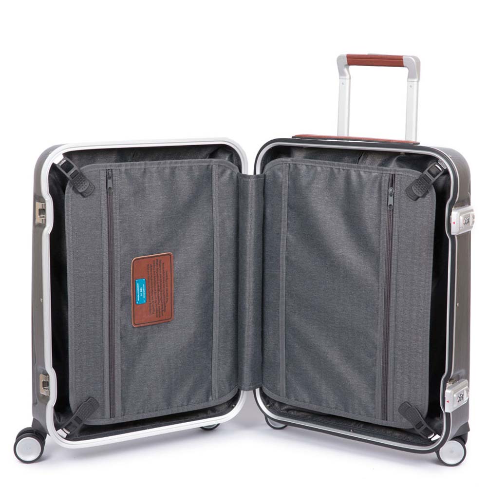 Piquadro Relyght Plus Kabinen-Hartschalencomputertrolley 15,6" Schwarz/Leder