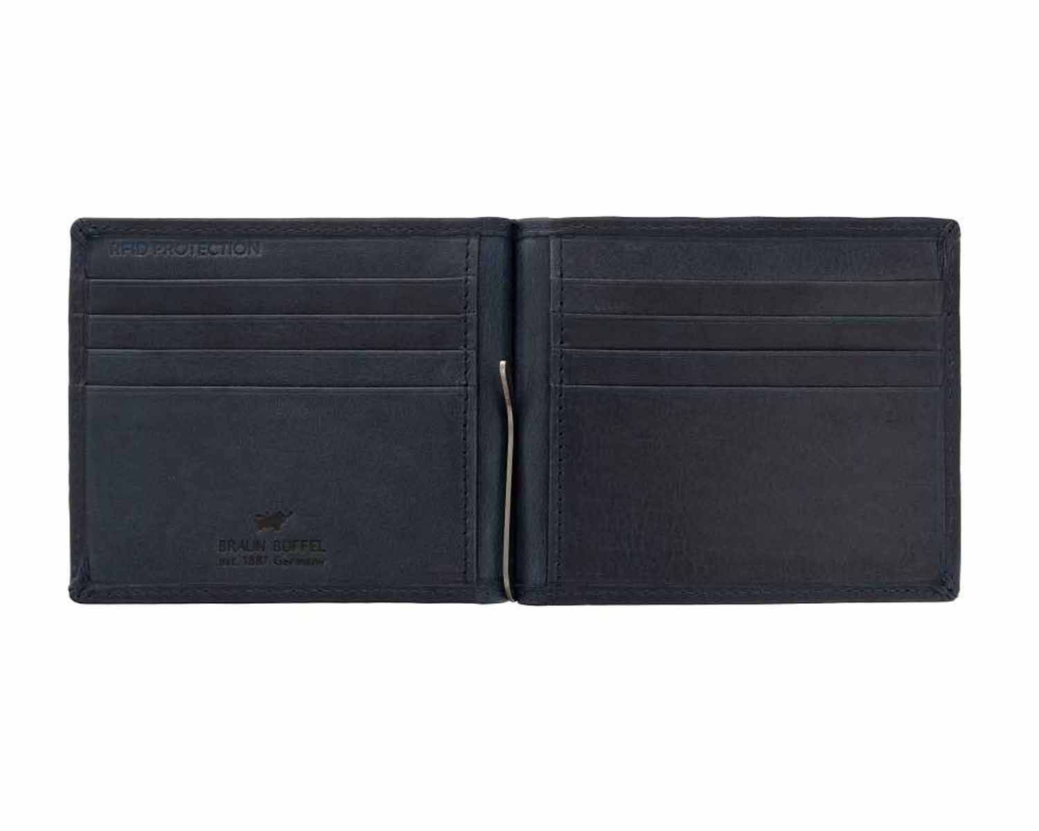 Braun Büffel AREZZO RFID Dollarclip 8CS dunkelblau Braun Büffel AREZZO RFID Dollarclip 8CS dunkelblau