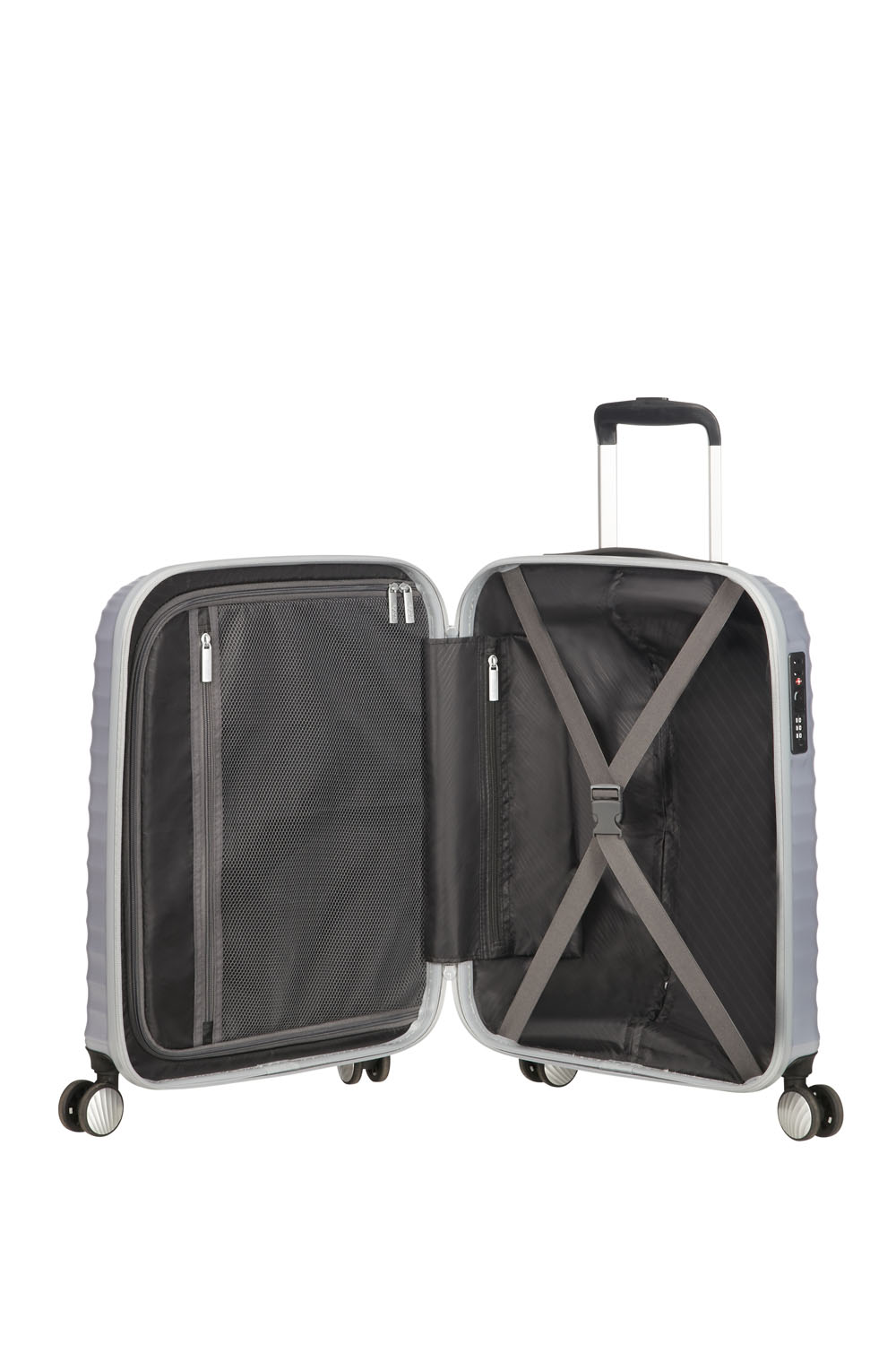 American Tourister Jetglam Trolley mit 4 Rollen 55 Metallic Silver