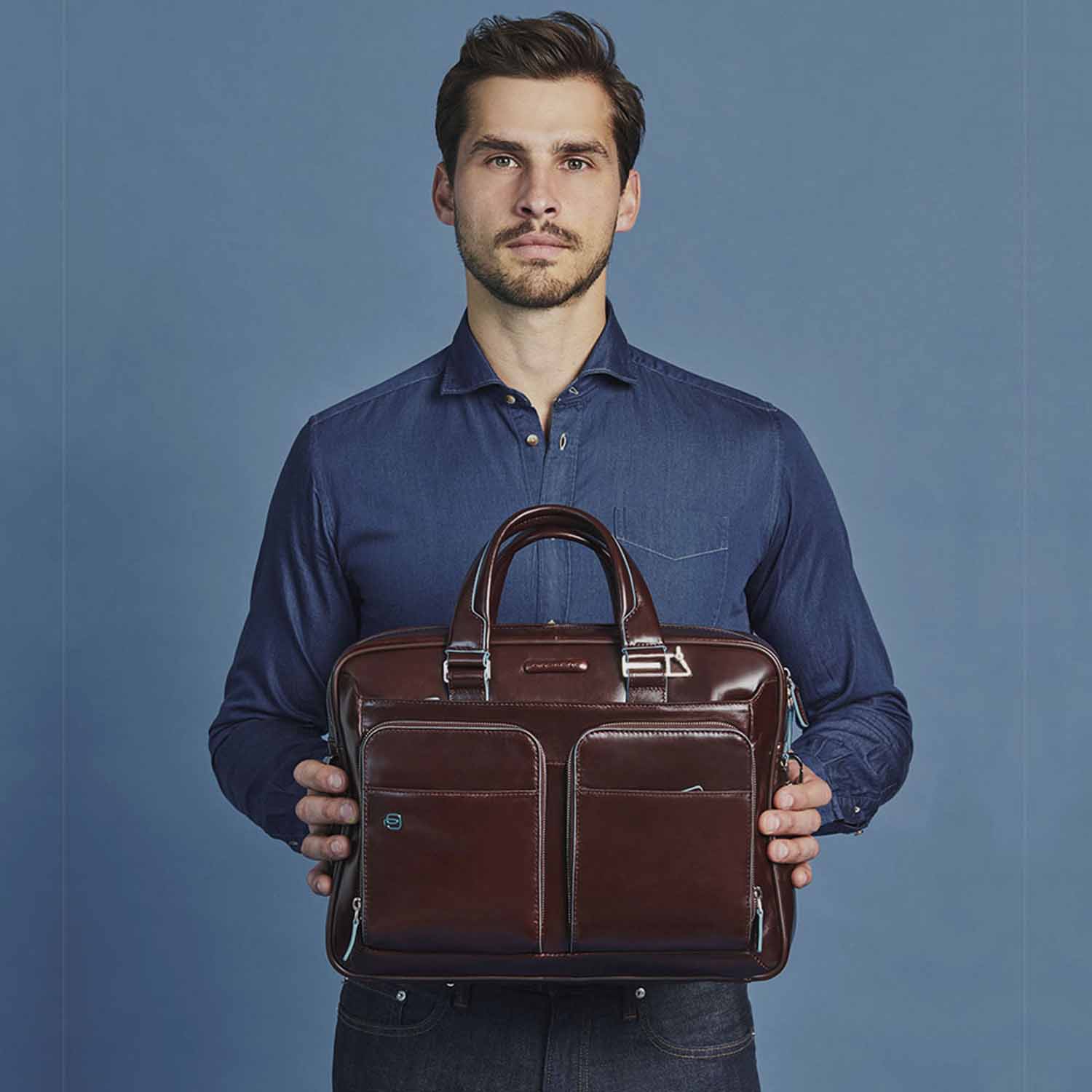 Piquadro Blue Square Schmale Laptoptasche mit Laptofach 14" blu blu