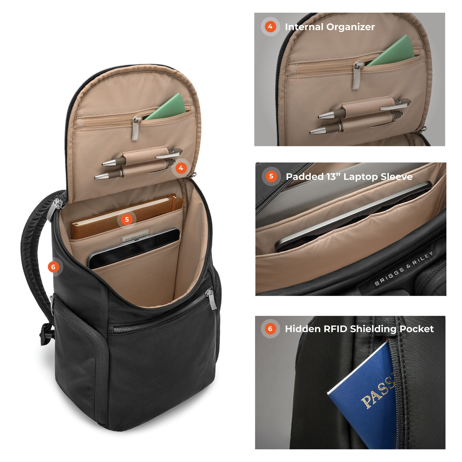 Briggs & Riley Rhapsody U Zip Backpack Black Briggs & Riley Rhapsody U Zip Backpack Black