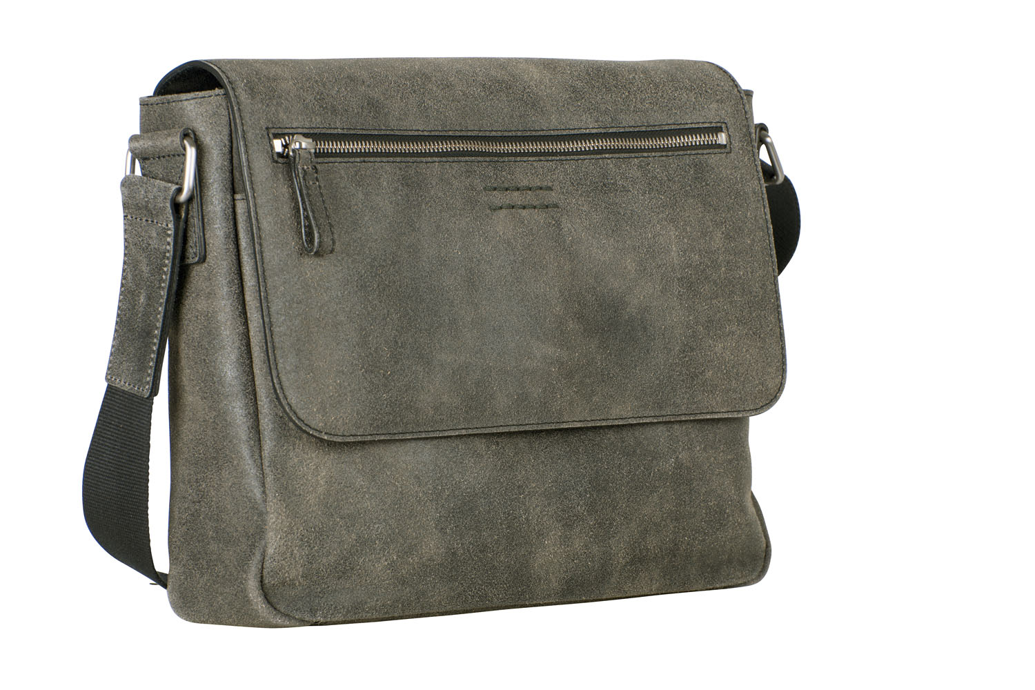Leonhard Heyden Boston Leder-Umhängetasche M 5227 mit Tabletfach grau/braun
