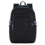 Piquadro PQ-RY Laptoprucksack für 15,6" aus Stoff und Leder Schwarz jetzt online kaufen