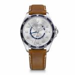 Victorinox FieldForce Classic GMT 42mm Herrenuhr silver white dial, brown leather strap jetzt online kaufen