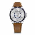 Victorinox FieldForce Classic GMT 42mm Herrenuhr silver white dial, brown leather strap jetzt online kaufen