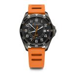 Victorinox FieldForce Sport GMT Herrenuhr gun metal bezel, black dial, orange rubber strap jetzt online kaufen