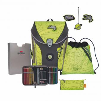 DerDieDas ErgoFlex MAX "Superflash" Schulrucksack-Set 5-teilig mit Sportbeutel Neon Fighter