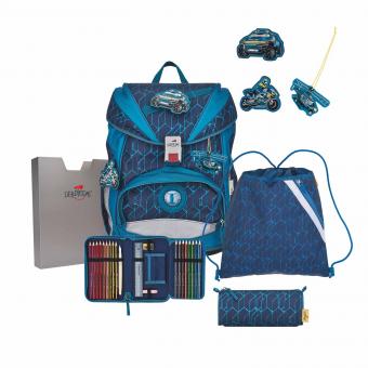 DerDieDas ErgoFlex Schulrucksack-Set 5-teilig mit Sportbeutel Blue Speed