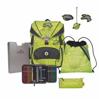DerDieDas ErgoFlex "NEON" Schulrucksack-Set 5-teilig mit Sportbeutel Neon Fighter