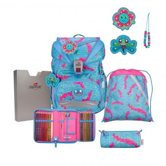 DerDieDas ErgoFlex SUPERLIGHT Schulrucksack-Set 5-teilig mit Sportbeutel Happy Pixel