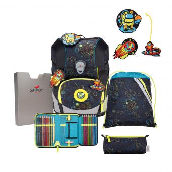 DerDieDas ErgoFlex Tiny Exklusiv LED Schulrucksack 5-teiliges Set Crazy