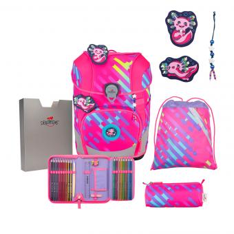 DerDieDas ErgoFlex Tiny Exklusiv NEON Schulrucksack 5-teiliges Set Neon Punkie