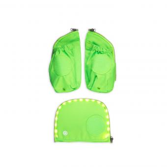 ergobag Schulzubehör Fluo LED Seitentaschen Zip-Set, 3-tlg. 2020-2022 Grün