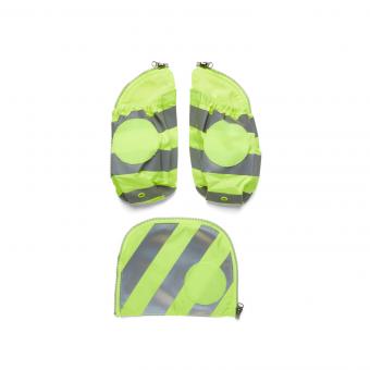 ergobag Schulzubehör Fluo Seitentaschen Zip Set mit Reflektorstreifen, 3-tlg. ab 2019 Gelb