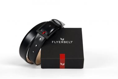 Flyerbelt Security Metallfreier Gürtel 90 cm -Mit dem roten Dorn Schwarz