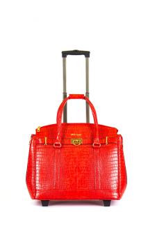 Olivia Lauren Louna Trolley-Tasche mit 2-Rollen Croco Snake Red