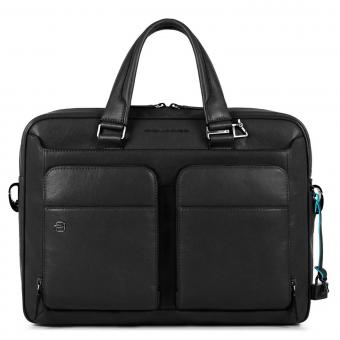 Piquadro Black Square Schmale Kurzgrifflaptoptasche 15" mit Tabletfach schwarz