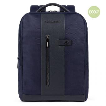 Piquadro Brief 2 Laptoprucksack 15,6" aus rezykliertem Stoff mit iPad Blau