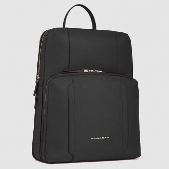 Piquadro Circle Leder-Laptop-Rucksack Damen 15,6" erweiterbar