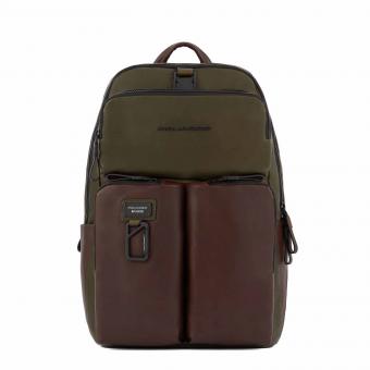 Piquadro Harper Laptoprucksack 15,6" mit iPad®11"-Fach, Anti-Stoss green/dark brown