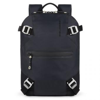 Piquadro PQ-Modular Laptoprucksack 13,3" aus rezykliertem antiviralen Stoff Schwarz