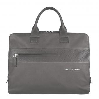 Piquadro Laszlo Doppelgriff-Laptoptasche mit drei Einsteckfächern slate