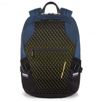 Piquadro PQ-Y Laptoprucksack mit zwei Fächern, 14" und Diebstahlsicherung blue/lime