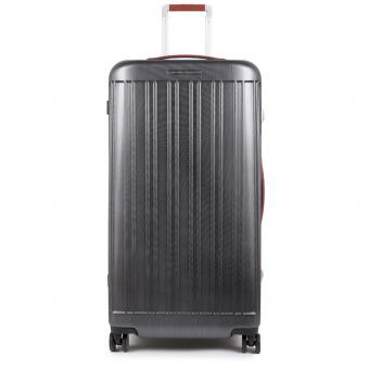 Piquadro Relyght Plus Trunk Hartschalentrolley mit 4 Rollen Schwarz/Leder