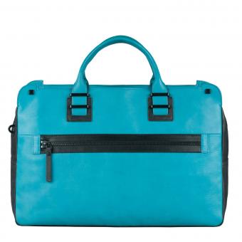 Piquadro TAU Doppelgriff-Laptoptasche mit Front-tasche teal