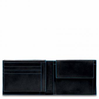 Piquadro Blue Square Herrenbrieftasche mit Klapp-Ausweisfenster + RFID Schwarz